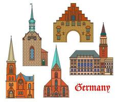 Germany landmarks architecture in Kiel, Flensburg vector