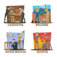 Carpenters, builders and painters. Construction vector