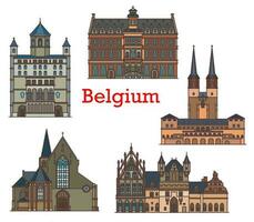 Belgium, Nivelles, Mechelen, Halle city landmarks vector