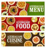 azerbaiyano comida comidas vector dibujos animados pancartas conjunto