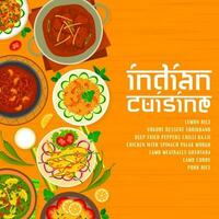 Indian cuisine restaurant meals menu cover vector