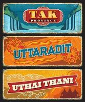 Tak, Uttaradit, Uthai Thani, Thai provinces plates vector