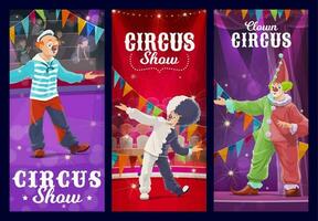 Shapito circus clowns, jesters and harlequins vector