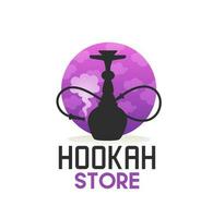 Hookah store icon with shisha, pipe and smoke vector