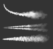 Airplane chemtrails, vector plane smoke trails