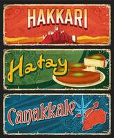 Hakkari, Hatay and Canakkale il province plates vector