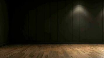 Cleanse light dim divider with brilliant chiaroscuro and wooden floor. Bump in foundation for thing introduction. Creative resource, Video Animation