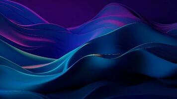 el Fundación delinea un brillando punto seda superficie en sombras de púrpura, azul, y índigo, con un como una ola organizar. creativo recurso, vídeo animación video