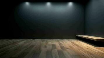 Cleanse light dim divider with brilliant chiaroscuro and wooden floor. Bump in foundation for thing introduction. Creative resource, Video Animation