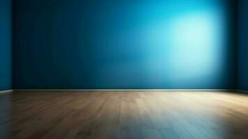 Blue cleanse divider and wooden floor with inquisitively light glare. Creative resource, Video Animation