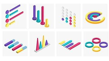 3D isometric of business infographic element set in colourful. vector