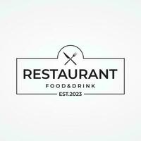 Retro restaurant emblem.Logo design cutlery template and hand drawn vintage style restaurant typography. vector