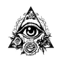 Eye in triangle illustration is a symbol of mystery and intrigue, perfect for those looking to add a touch of mysticism to their designs. vector