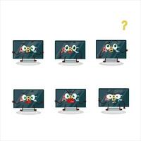 Cartoon character of alphabet on monitor with what expression vector