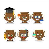 Bronze Trophy SchoolSchool student of bronze trophy cartoon character with various expressions vector