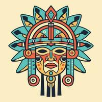 esta azteca ilustración diseño caracteristicas intrincado patrones y negrita colores, inspirado por el antiguo de la civilización Arte y cultura vector