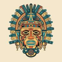 This Aztec illustration design features intricate patterns and bold colors, inspired by the ancient civilization's art and culture vector