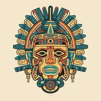 This Aztec illustration design features intricate patterns and bold colors, inspired by the ancient civilization's art and culture vector