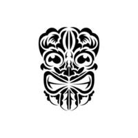 The face of a viking or orc. Traditional totem symbol. Polynesian style. Vector over white background.