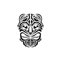 The face of a viking or orc. Traditional totem symbol. Polynesian style. illustration isolated on white background. vector