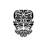 The face of a viking or orc. Traditional totem symbol. Hawaiian style. Vector illustration isolated on white background.