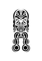 Face in the style of ancient tribes. Black tattoo patterns. Isolated on white background. Vetcor. vector