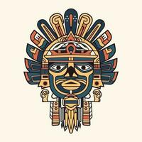 This Aztec illustration design features intricate patterns and bold colors, inspired by the ancient civilization's art and culture vector
