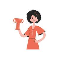 A woman stands waist-deep with a goblet. Isolated. Element for presentations, sites. vector