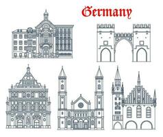 Germany architecture churches, Munich cathedrals vector