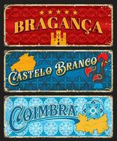 Braganza, Castelo Branco, Coimbra Portuguese signs vector