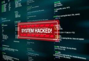 sistema hackeado, advertencia alerta mensaje en pantalla vector