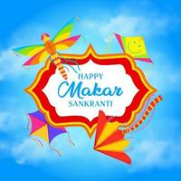 Makar Sankranti kites frame of Indian holiday vector