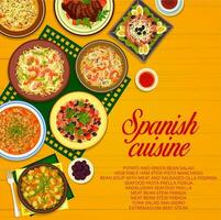Español cocina restaurante menú cubrir, España comida vector