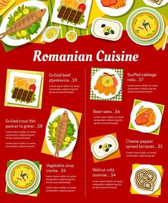 Romanian cuisine restaurant menu page template