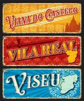 vista, vila real, Viana hacer castelo Portugal platos vector