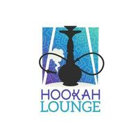 Hookah lounge icon with shisha, curved pipe, smoke vector