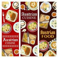 Austrian cuisine food banners, meat and desserts vector