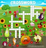Cartoon vegetable wizards, crossword puzzle game vector