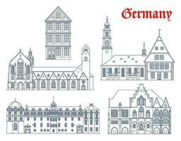 Germany architecture, Celle, Hildesheim landmarks vector