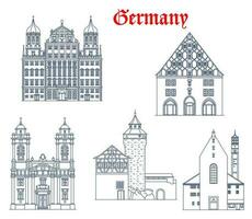 Germany Nuremberg, Augsburg travel architecture vector