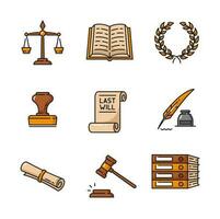 Notary, justice and legal service icons of law vector