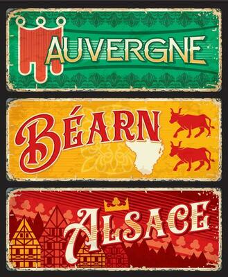 Alsace, Bearn and Auvergne regions plates