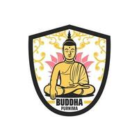 Buda purnima cumpleaños fiesta icono o Insignia vector