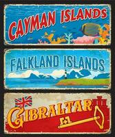británico caimán, Malvinas islas, Gibraltar platos vector