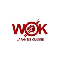 wok icono, chino y japonés cocina tallarines vector