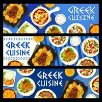 Greek cuisine meals vector banners