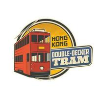 Double decker tram, Hong Kong travel icon vector