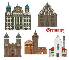 Germany travel landmarks, Nuremberg Augsburg vector