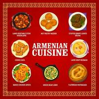 Armenian cuisine meals menu vector template