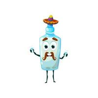 Cartoon pulque drink bottle funny character vector